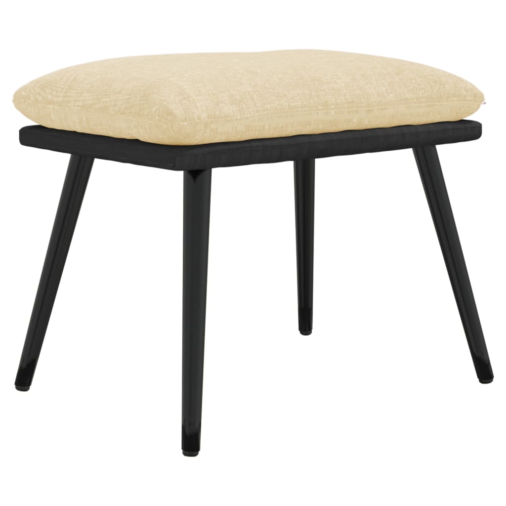 fodskammel 45x29,5x35 cm stof og kunstlæder cremefarvet