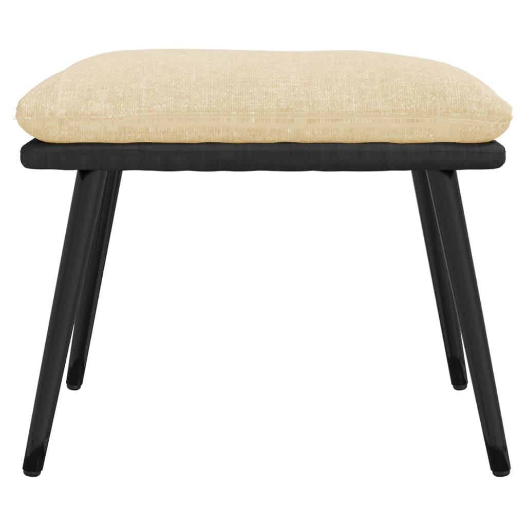 fodskammel 45x29,5x35 cm stof og kunstlæder cremefarvet