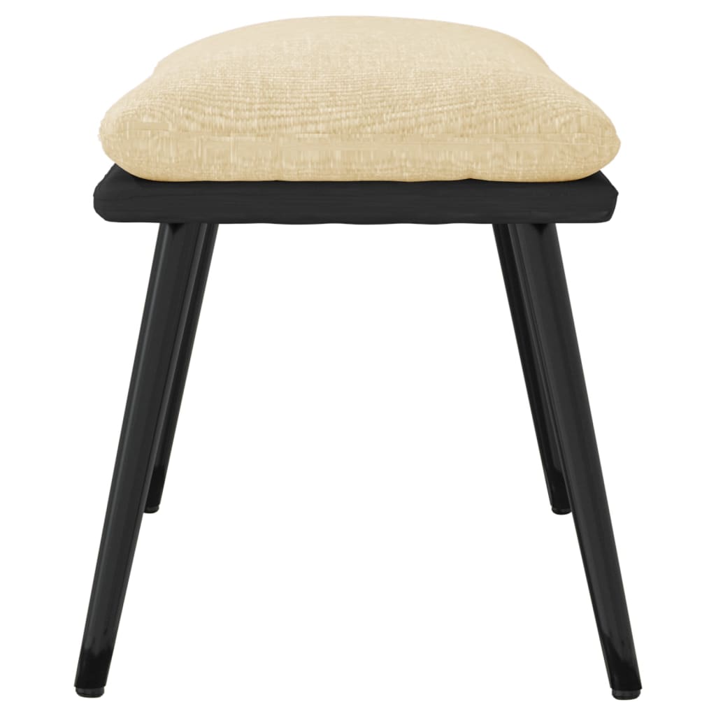 fodskammel 45x29,5x35 cm stof og kunstlæder cremefarvet