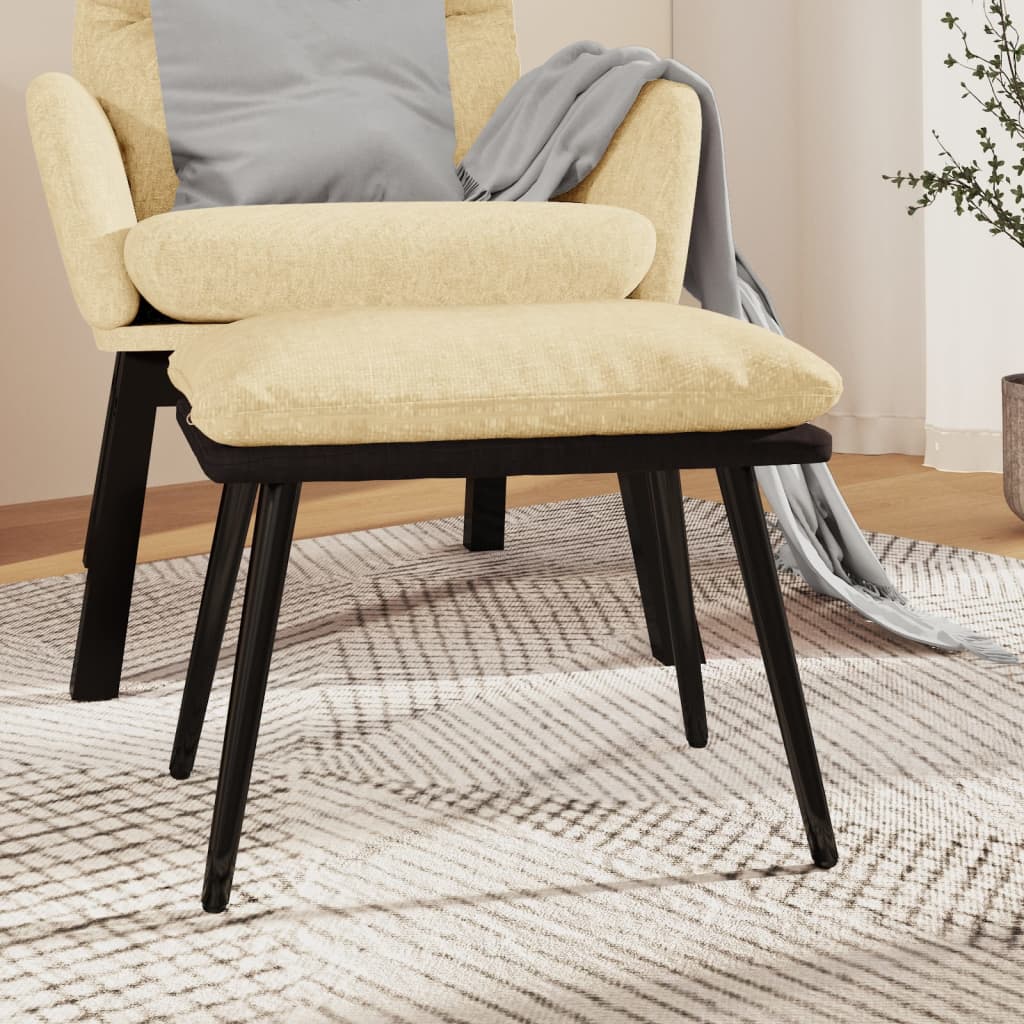 fodskammel 45x29,5x35 cm stof og kunstlæder cremefarvet