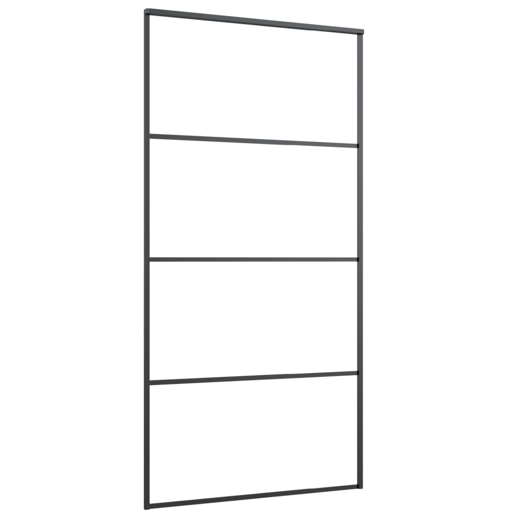 skydedør 102,5x205 cm hærdet matteret glas og aluminium sort