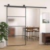 skydedør 102,5x205 cm hærdet matteret glas og aluminium sort