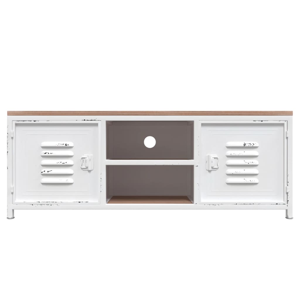 tv-bord 110x30x40 cm jern og massivt fyrretræ hvid