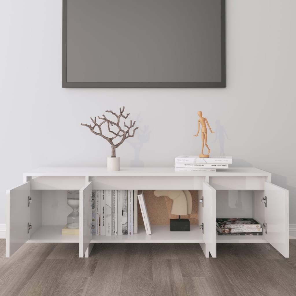 tv-bord 120x30x40,5 cm konstrueret træ hvid højglans