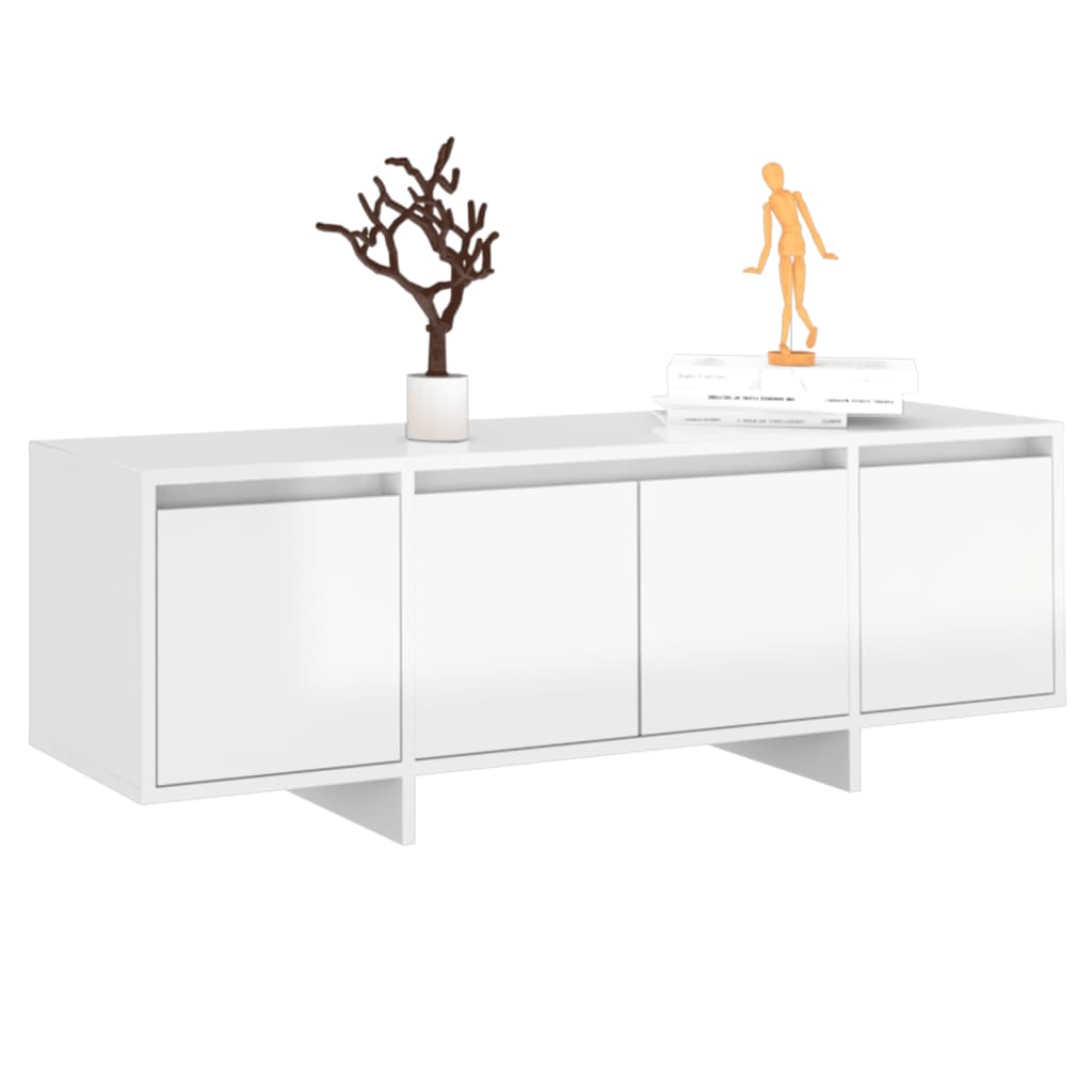 tv-bord 120x30x40,5 cm konstrueret træ hvid højglans