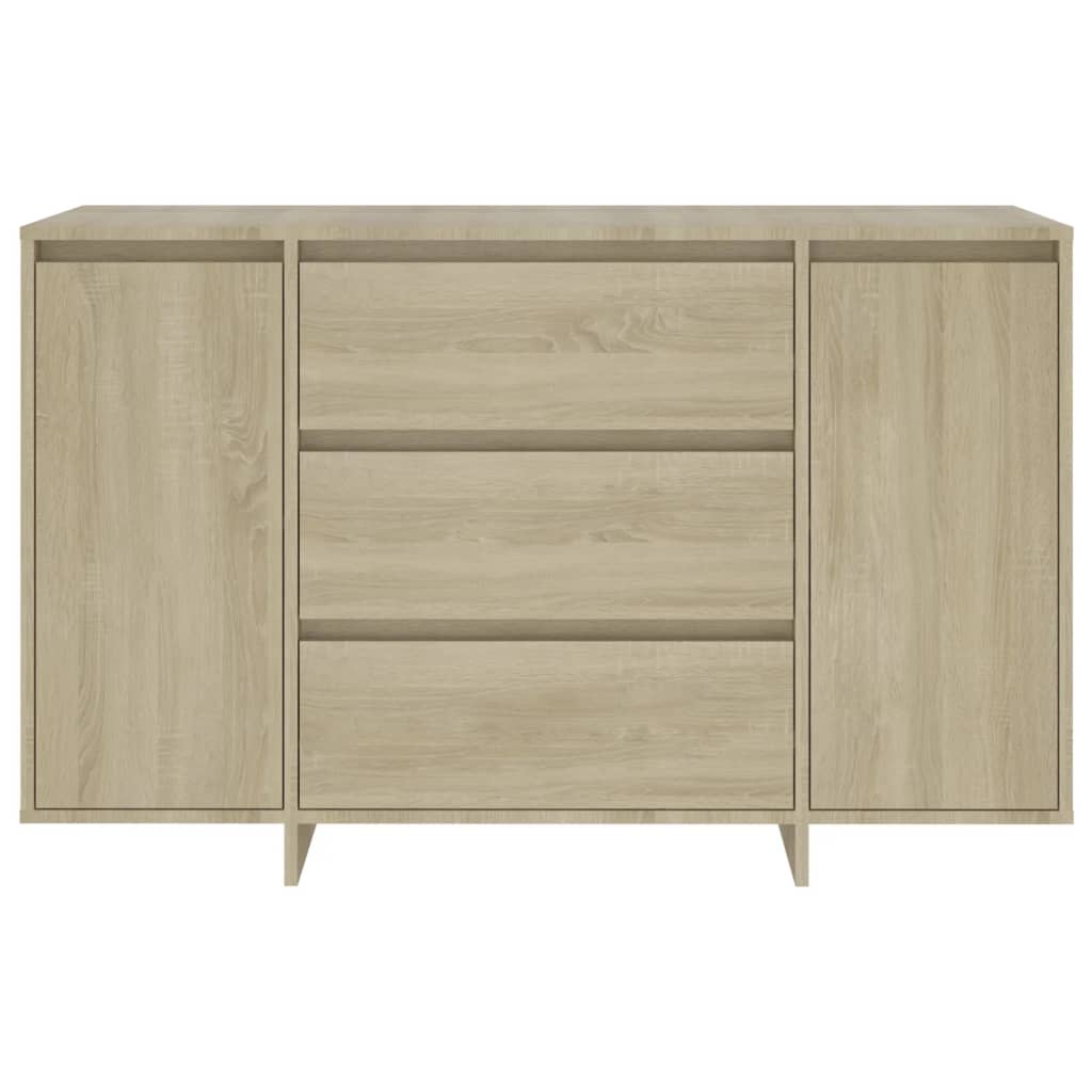 skænk med 3 skuffer 120x41x75 cm konstrueret træ sonoma-eg