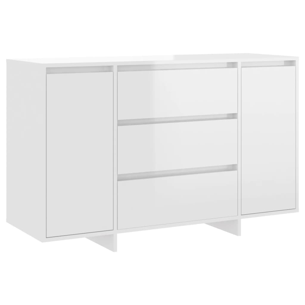 skænk med 3 skuffer120x41x75 cm konstrueret træ hvid højglans