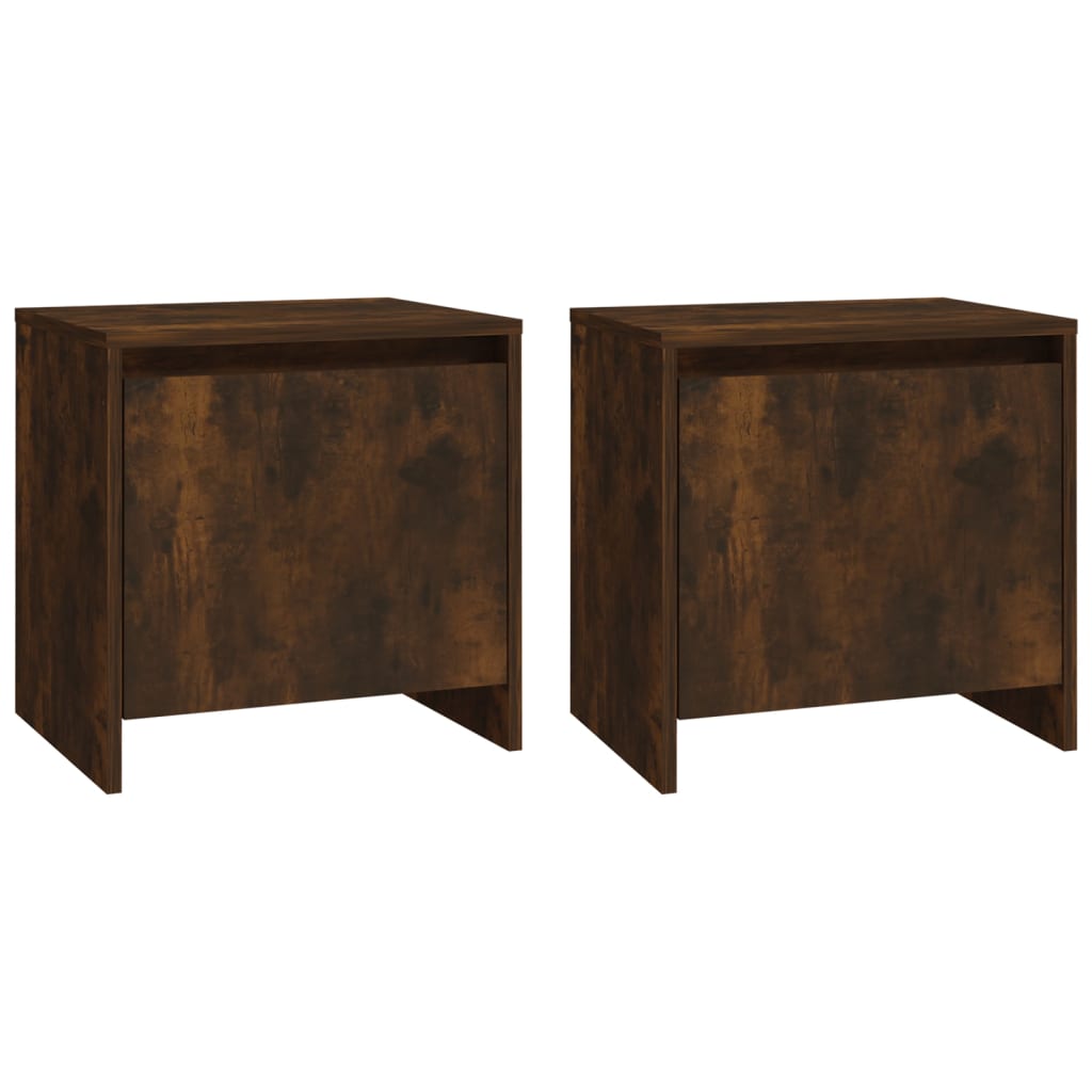 sengeborde 2 stk. 45x34x44,5 cm konstrueret træ røget egetræ
