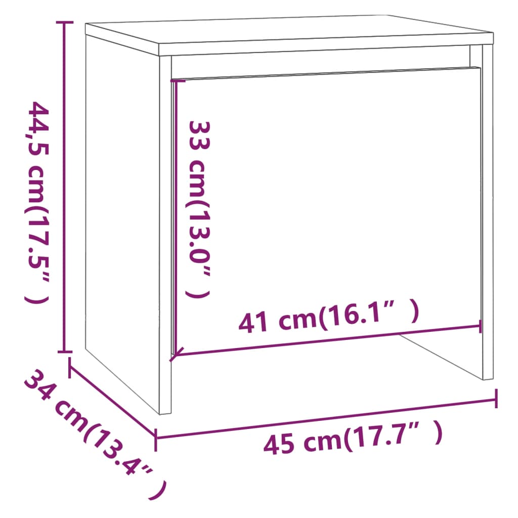 sengeborde 2 stk. 45x34x44,5 cm konstrueret træ røget egetræ