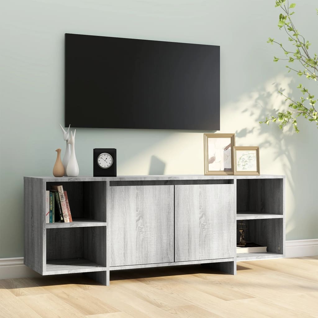 tv-skab 130x35x50 cm konstrueret træ grå sonoma-eg