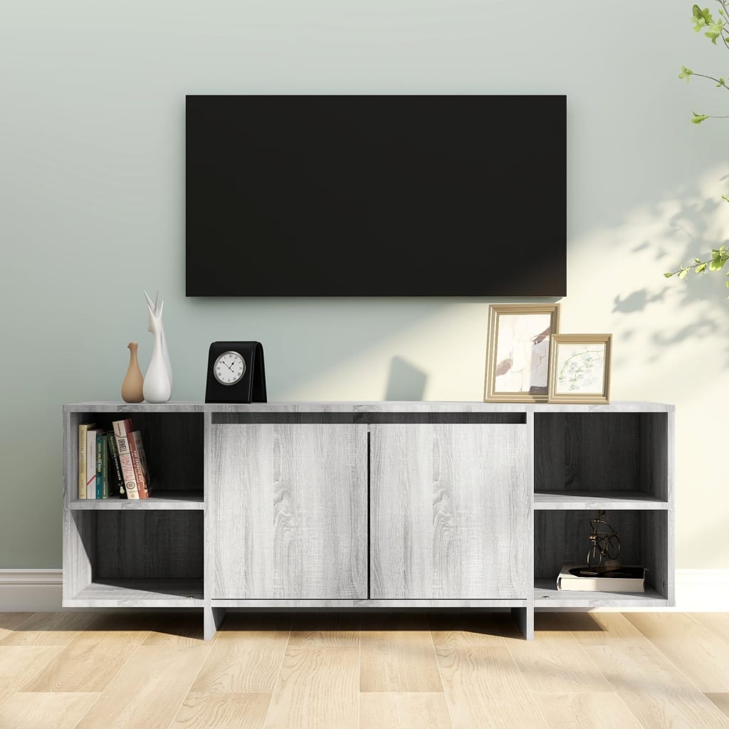 tv-skab 130x35x50 cm konstrueret træ grå sonoma-eg