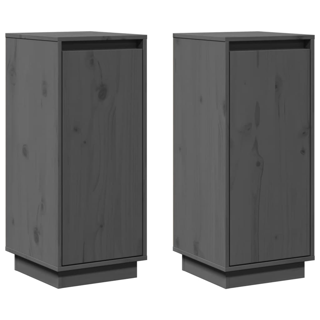 skænke 2 stk. 31,5x34x75 cm massivt fyrretræ grå
