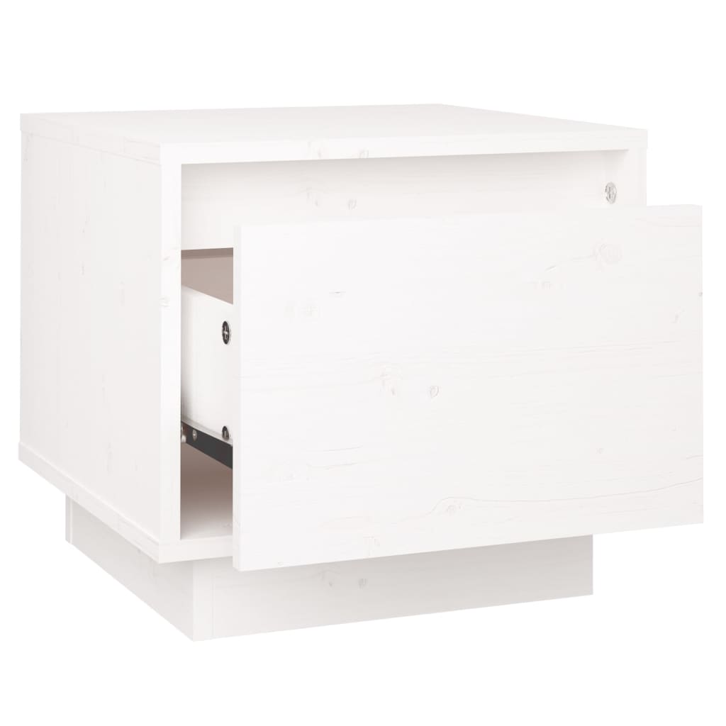 sengebord 35x34x32 cm massivt fyrretræ hvid