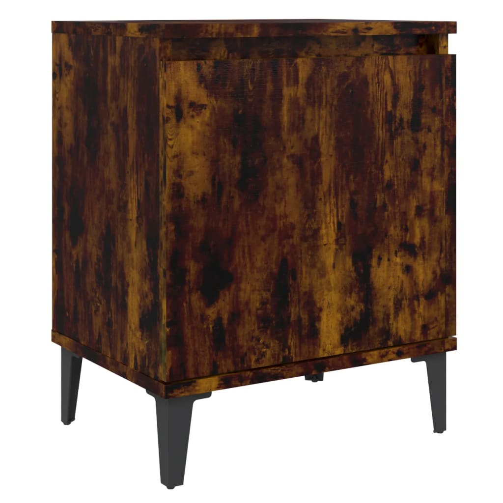 sengebord med metalben 40x30x50 cm røget egetræsfarve