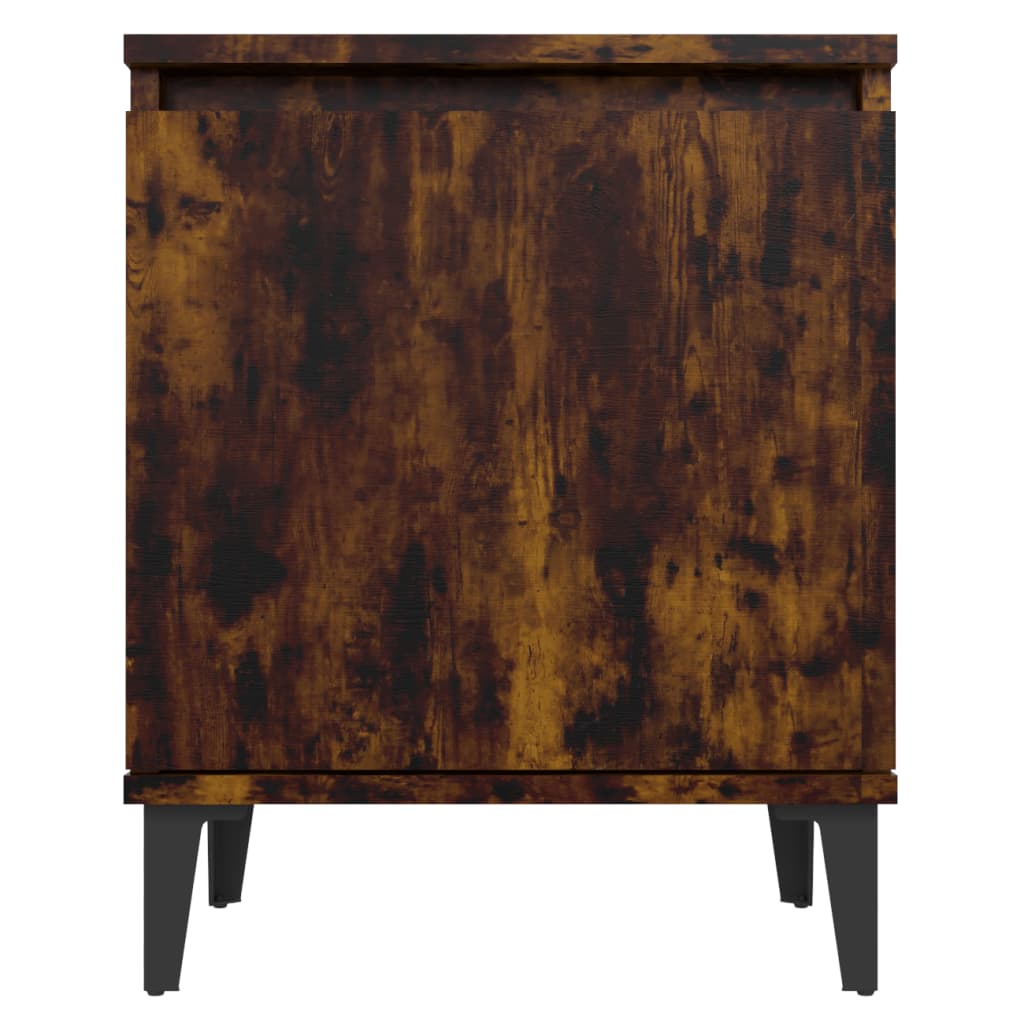 sengebord med metalben 40x30x50 cm røget egetræsfarve