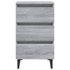 sengebord med metalben 40x35x69 cm grå sonoma-eg