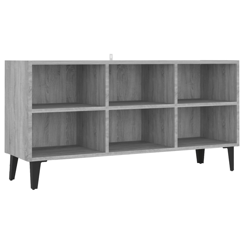 tv-bord med metalben 103,5x30x50 cm grå sonoma-eg