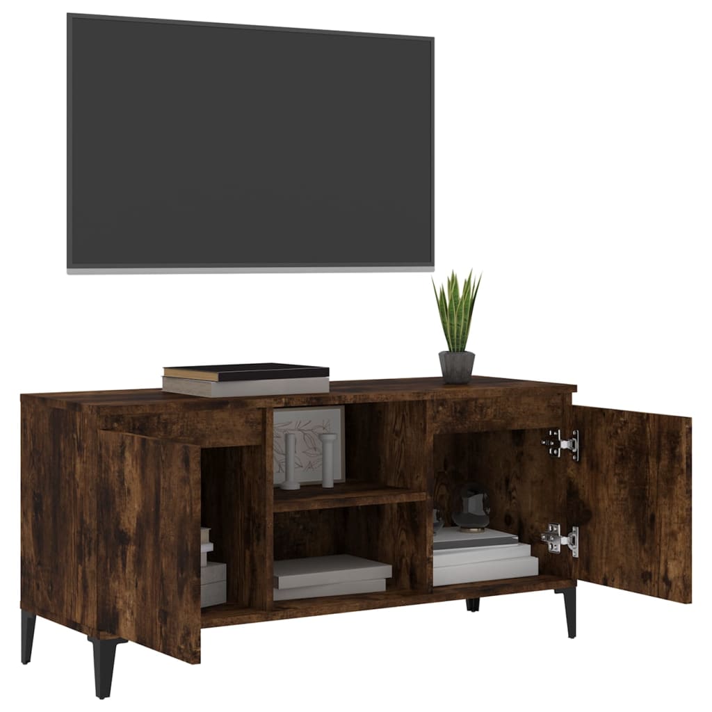 tv-skab med metalben 103,5x35x50 cm røget egetræsfarve