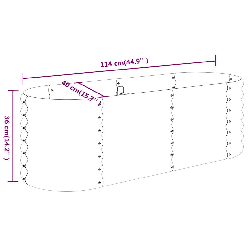 plantekasse 114x40x36 cm pulverlakeret stål antracitgrå