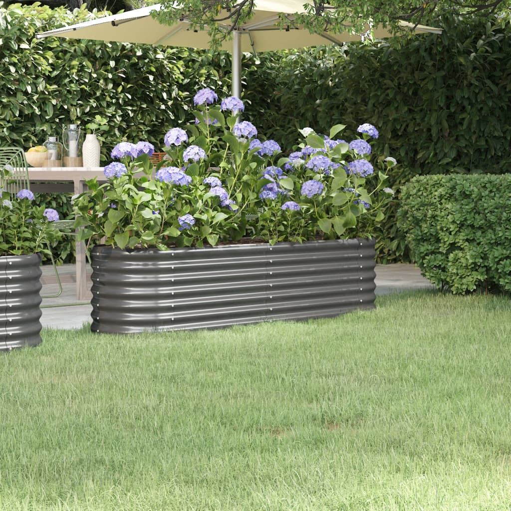 plantekasse 152x40x36 cm pulverlakeret stål grå