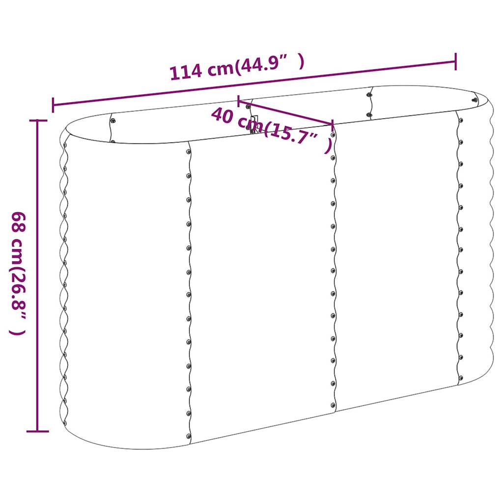 plantekrukke 114x40x68 cm pulverlakeret stål grå