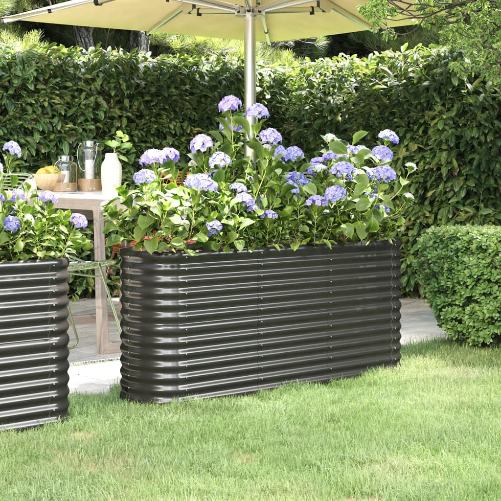 plantekasse 152x40x68 cm pulverlakeret stål antracitgrå