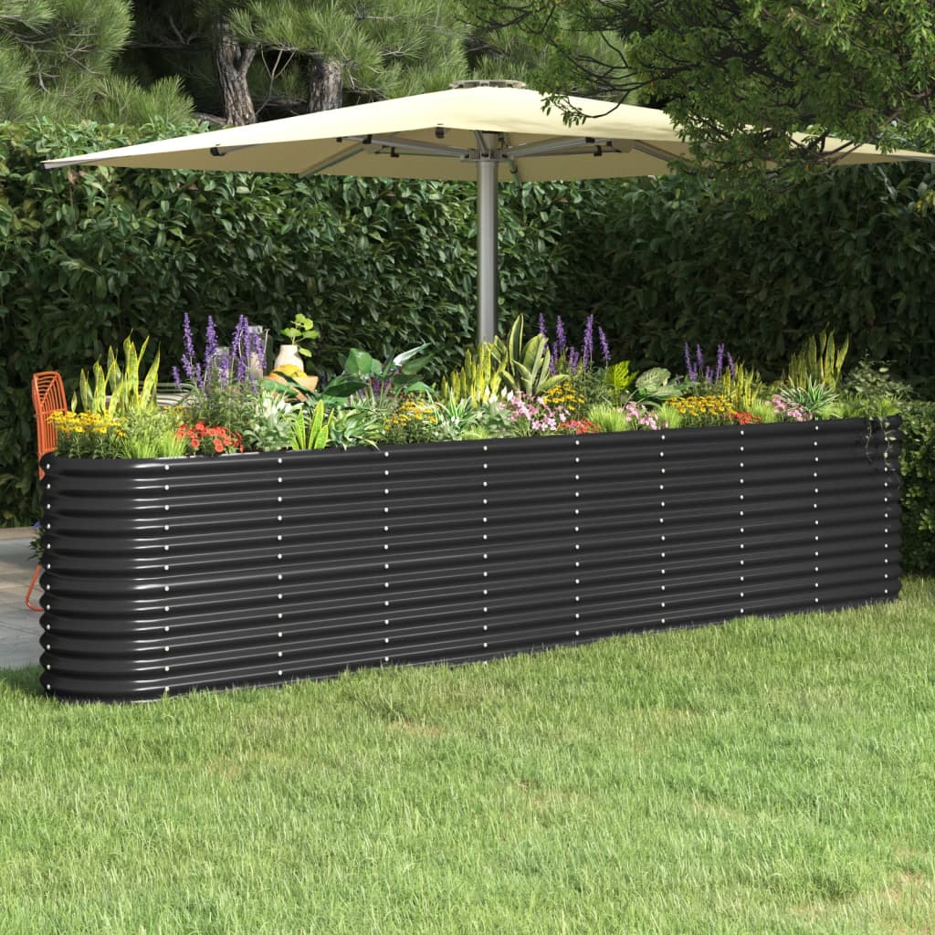 plantekasse 332x40x68 cm pulverlakeret stål antracitgrå