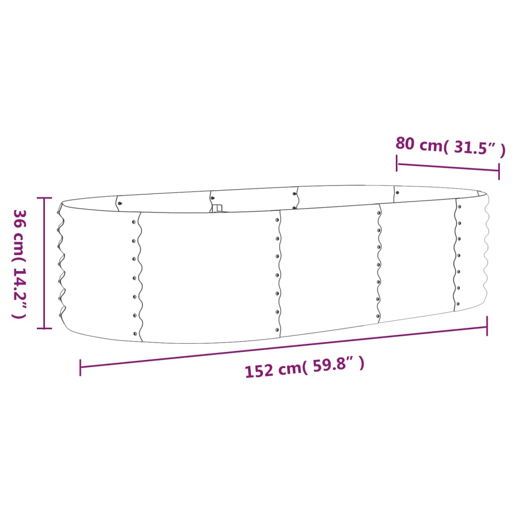 plantekrukke 152x80x36 cm pulverlakeret stål grå