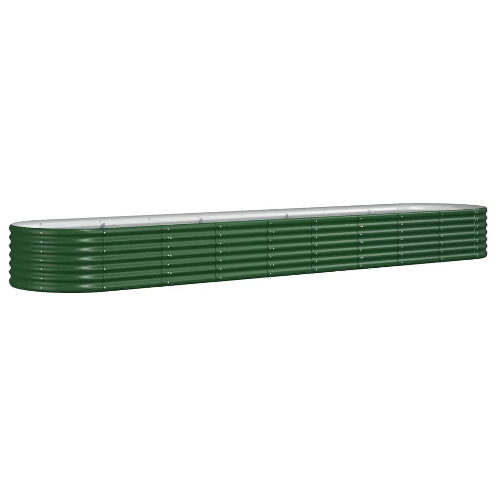 plantekasse 368x80x36 cm pulverlakeret stål grøn