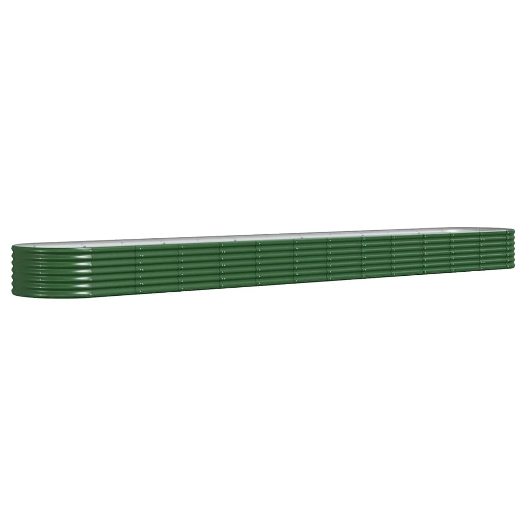 plantekasse 512x80x36 cm pulverlakeret stål grøn