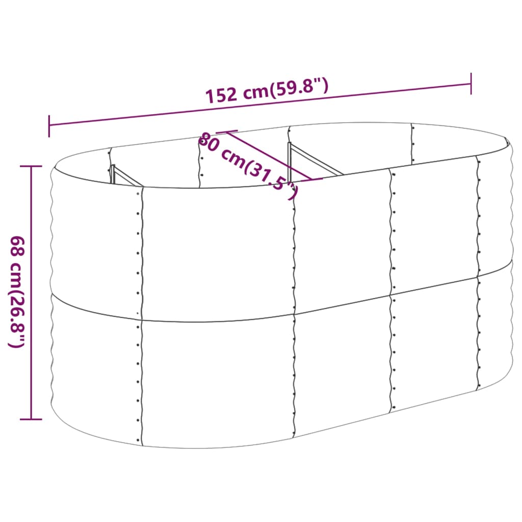 plantekrukke 152x80x68 cm pulverlakeret stål sølvfarvet