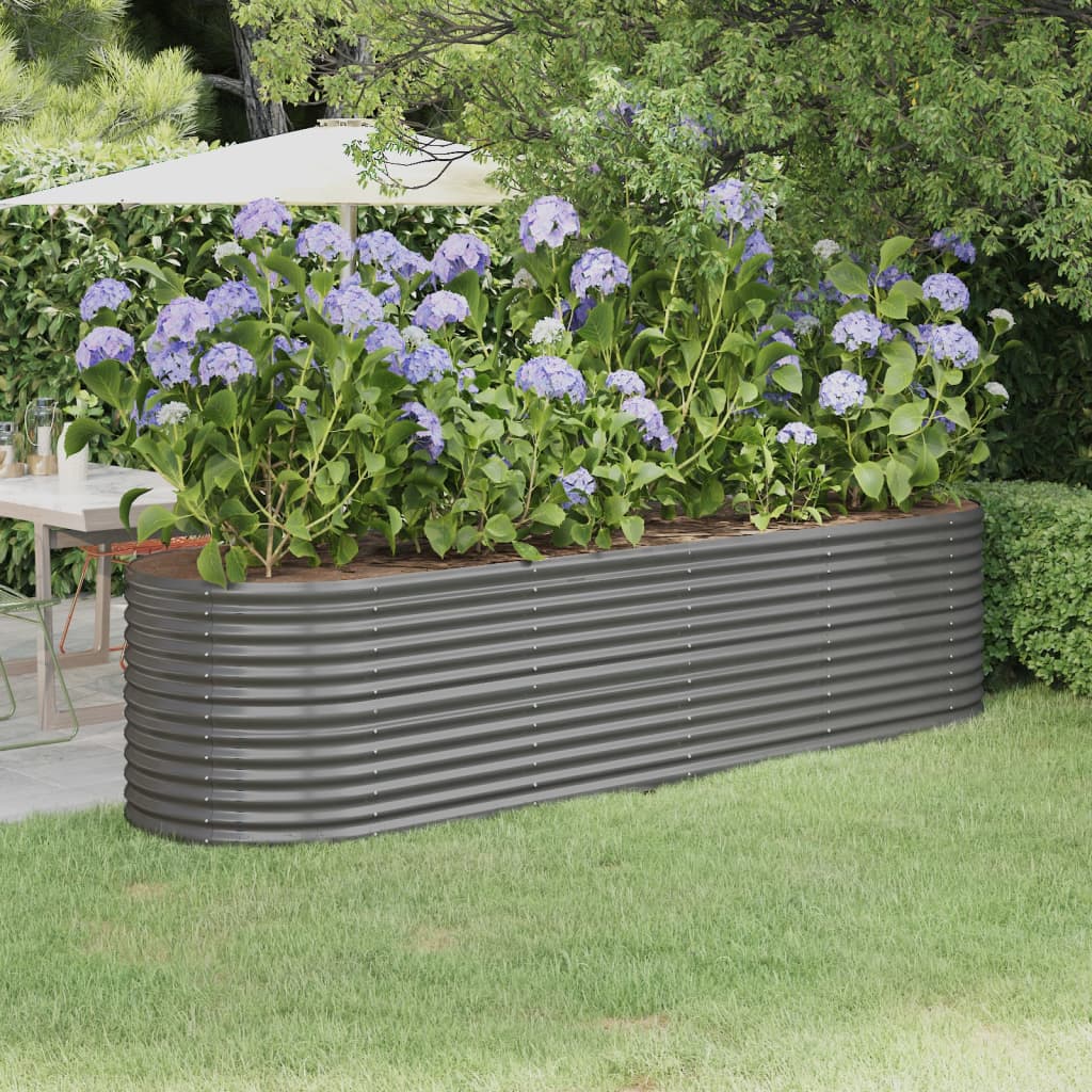 plantekasse 296x80x68 cm pulverlakeret stål grå