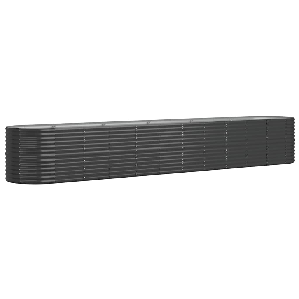plantekasse 440x80x68 cm pulverlakeret stål antracitgrå
