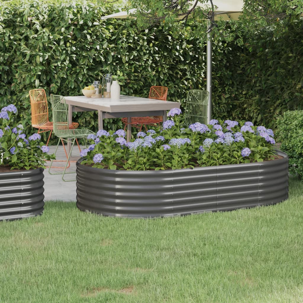 plantekasse 175x100x36 cm pulverlakeret stål grå