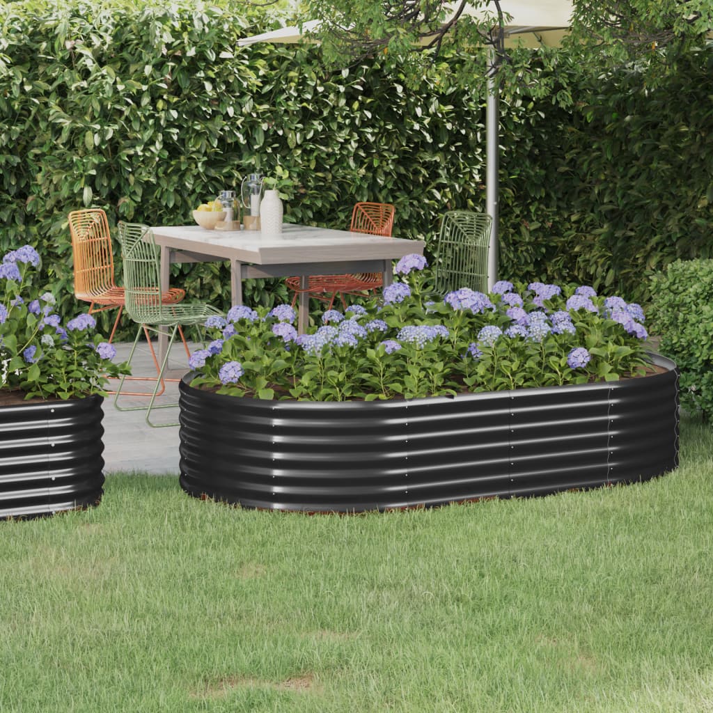 plantekasse 175x100x36 cm pulverlakeret stål antracitgrå