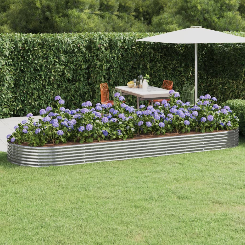 plantekasse 450x140x36 cm pulverlakeret stål sølvfarvet