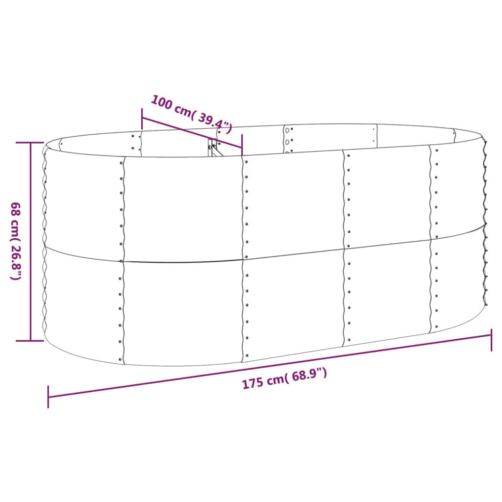 plantekasse 175x100x68 cm pulverlakeret stål antracitgrå