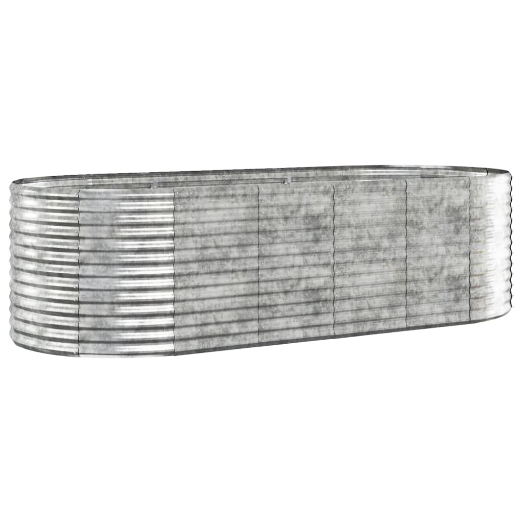 plantekasse 249x100x68 cm pulverlakeret stål sølvfarvet
