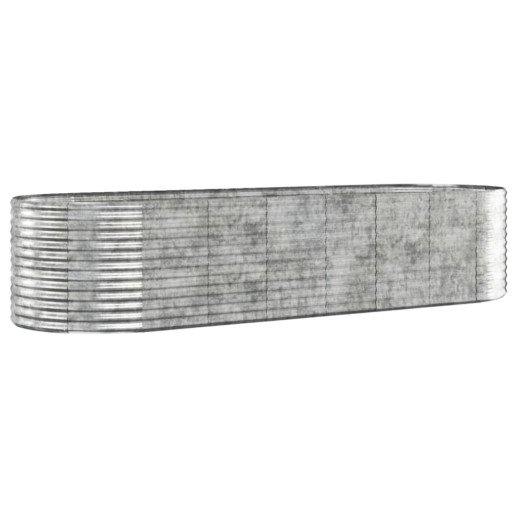 plantekasse 322x100x68 cm pulverlakeret stål sølvfarvet