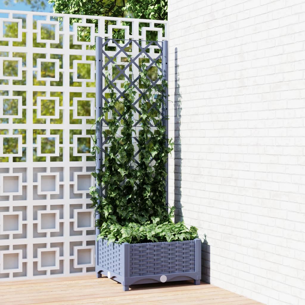 plantekasse med espalier 40x40x121,5 cm PP blågrå