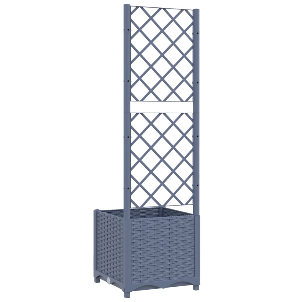 plantekasse med espalier 40x40x136 cm PP blågrå