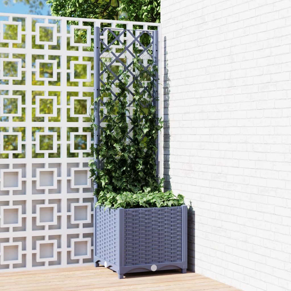 plantekasse med espalier 40x40x136 cm PP blågrå