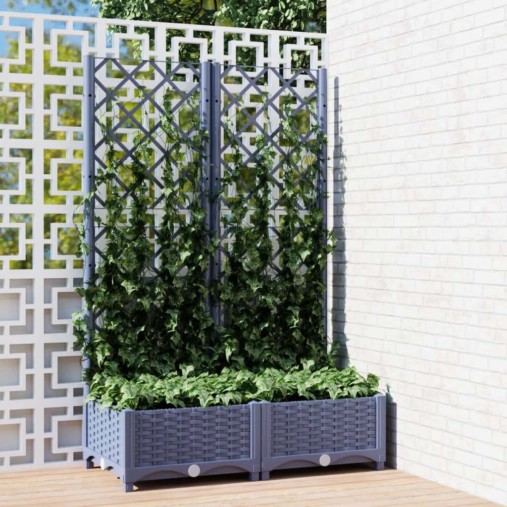 plantekasse med espalier 80x40x121,5 cm PP blågrå