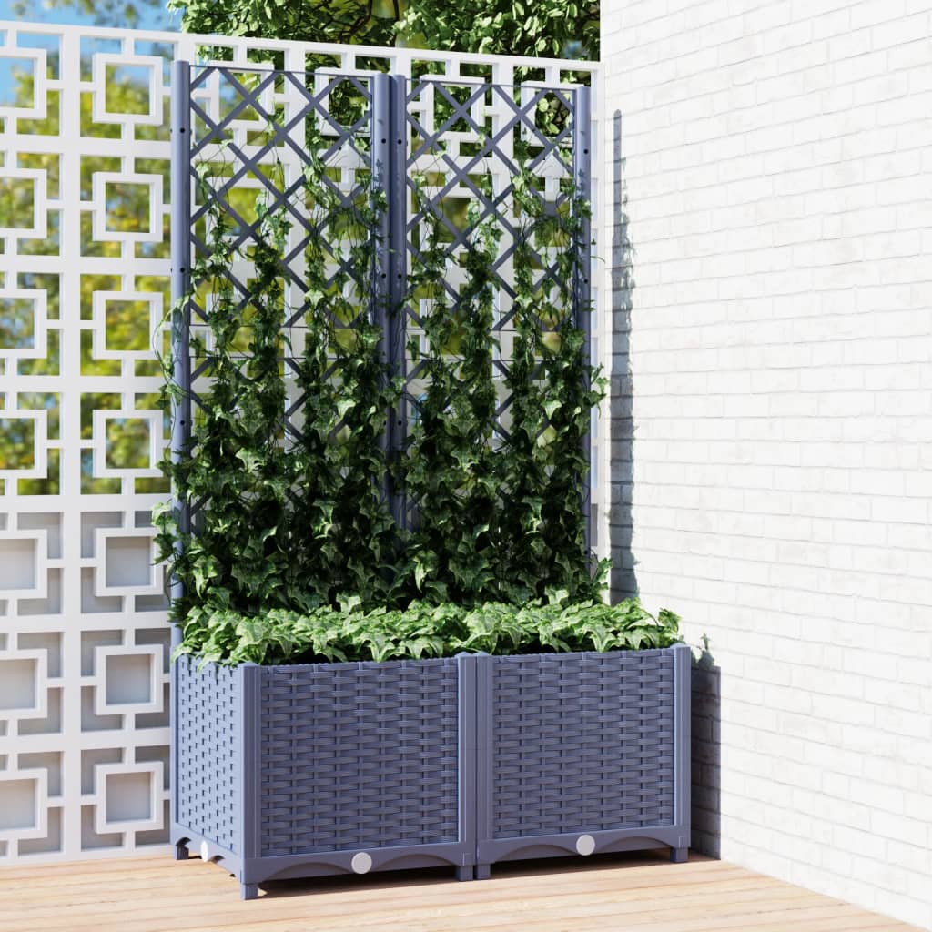plantekasse med espalier 80x40x136 cm PP blågrå