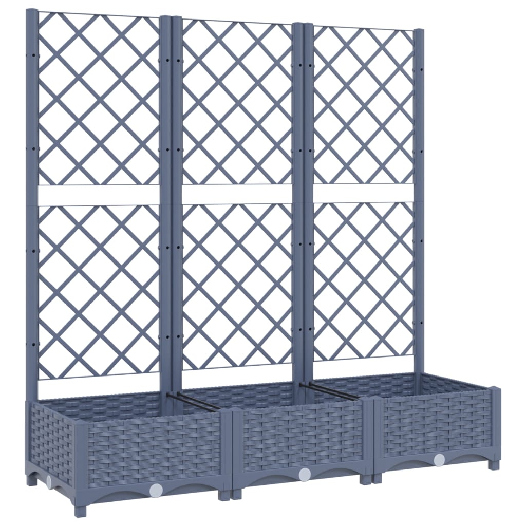 plantekasse med espalier 120x40x121,5 cm PP blågrå