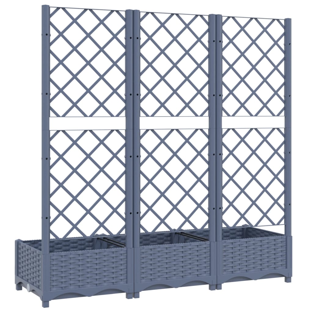 plantekasse med espalier 120x40x121,5 cm PP blågrå