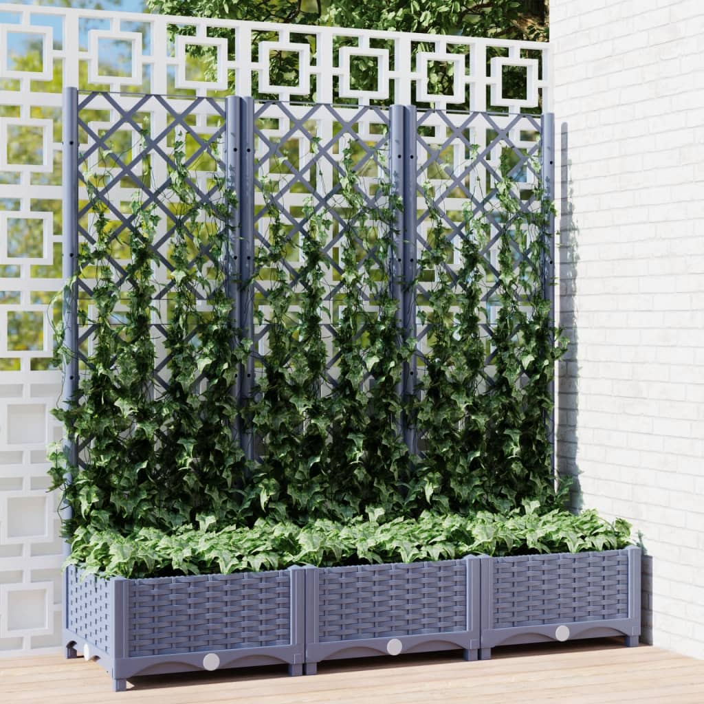 plantekasse med espalier 120x40x121,5 cm PP blågrå