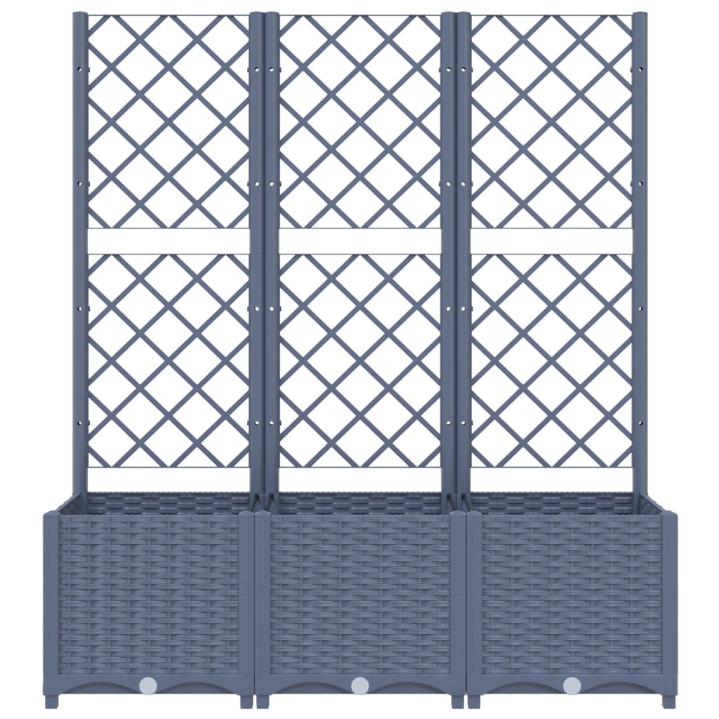plantekasse med espalier 120x40x136 cm PP blågrå