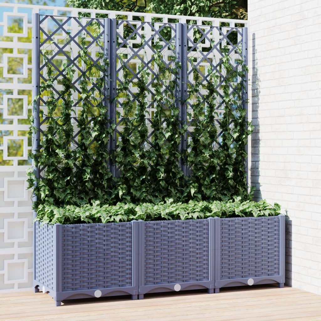 plantekasse med espalier 120x40x136 cm PP blågrå