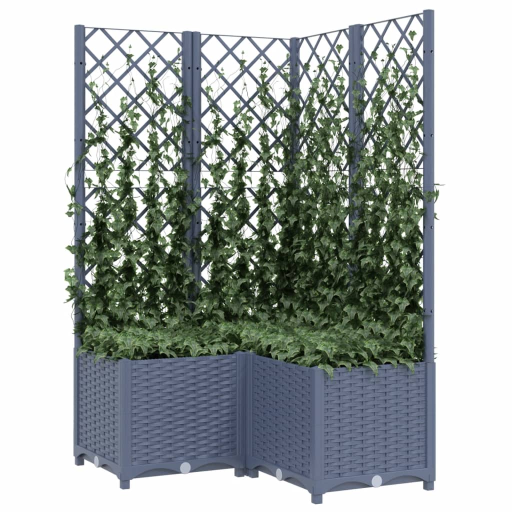 plantekasse med espalier 80x80x136 cm PP blågrå